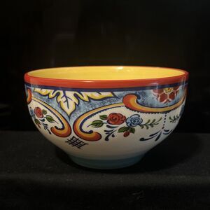 Euro Ceramica Zanzibar Cereal/Soup Bowl - Vibrant Spanish Floral Design - 5.6"